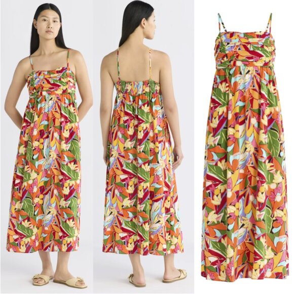 Free Assembly linen blend ruched bodice maxi dress size M(8-10) - Picture 1 of 11